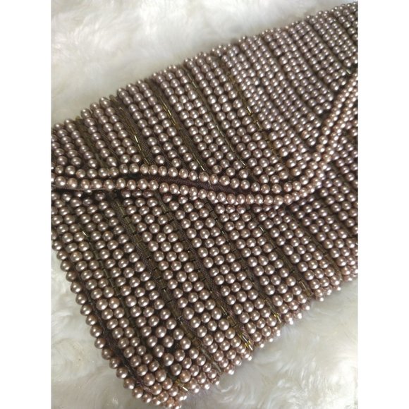 Vintage Beaded Clutch Garay Made in Japan Light Brown - Picture 2 of 5